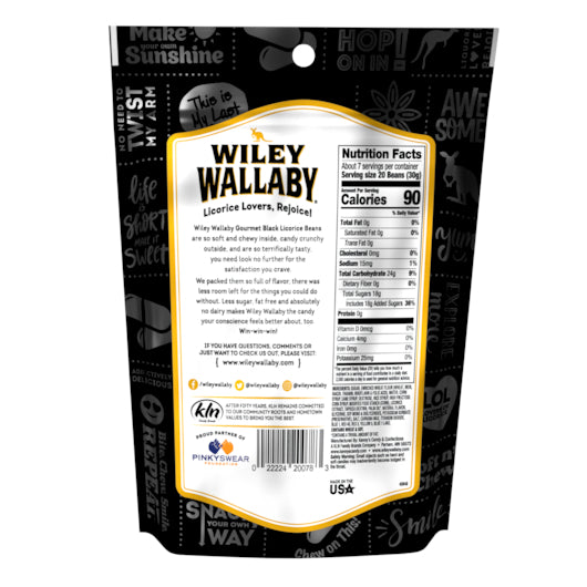 Wiley Wallaby Outback Beans Black Licorice, 12 x 7.05 oz Case - Candy & Confections