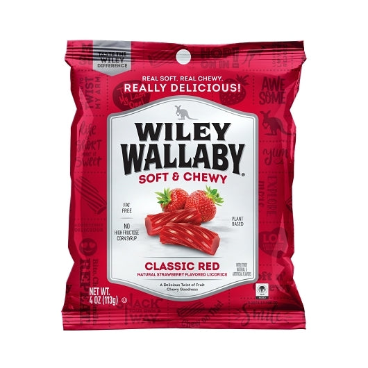 Wiley Wallaby Red Licorice, 12 x 4 oz Case - Candy & Confections