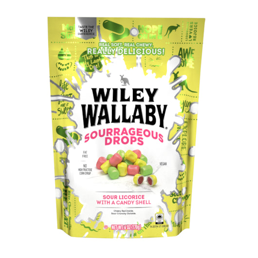 Wiley Wallaby Sourrageous Sour Beans Licorice, 12 x 6 oz Case - Candy & Confections