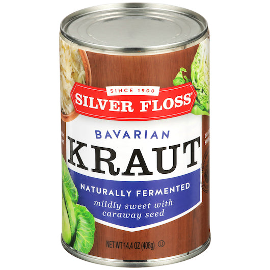 Silver Floss Bavarian Sauerkraut Canned Cans, 24 x 14.4 oz Case - Fruit & Sides