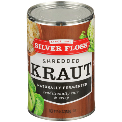 Silver Floss Vegetable Shredded Sauerkraut Canned Cans, 24 x 14.4 oz Case - Fruit & Sides