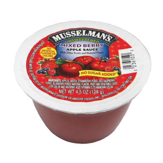 Musselman's Unsweetened Mixed Berry Applesauce, 1 x 72 x 4.5 oz Case - Dried Fruit & Fruit Snacks