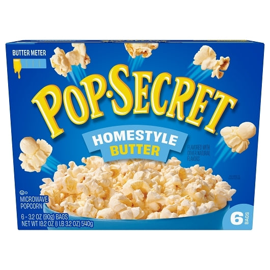Pop Secret Homestyle Butter Microwave Popcorn Multipack, 6 x 19.2 oz Case - Popcorn, Pretzels & Snack Mix