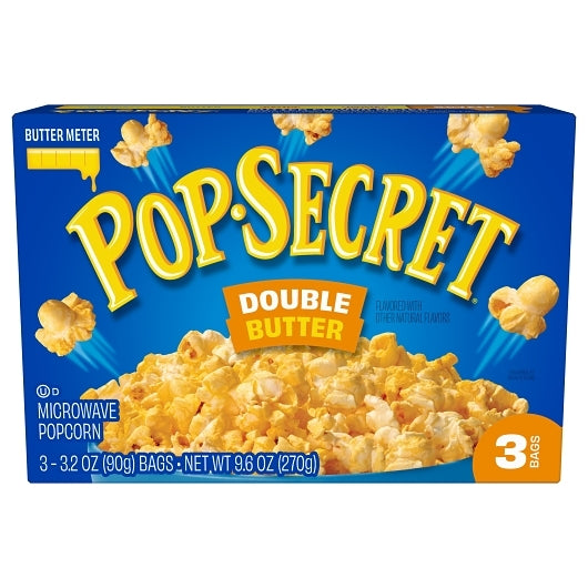 Pop Secret Double Butter Flavor Microwave Popcorn Share Size, 6 x 9.6 oz Case - Popcorn, Pretzels & Snack Mix
