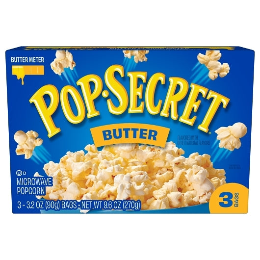 Pop Secret Butter Popcorn, 6 x 9.6 oz Case - Popcorn, Pretzels & Snack Mix