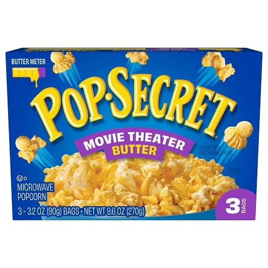 Pop Secret Movie Theater Butter Popcorn, 6 x 9.6 oz Case - Popcorn, Pretzels & Snack Mix