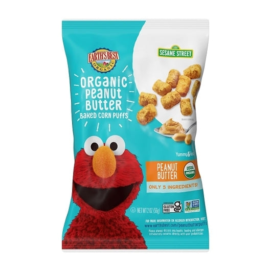 Earth's Best Sesame Street Peanut Butter Puffs, 6 x 2 oz Case - Pantry Ingredients