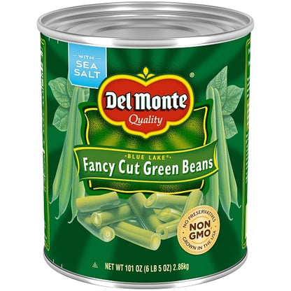 Del Monte Fancy Cut Green Beans, 6 x 101 oz Case - Fruit & Sides