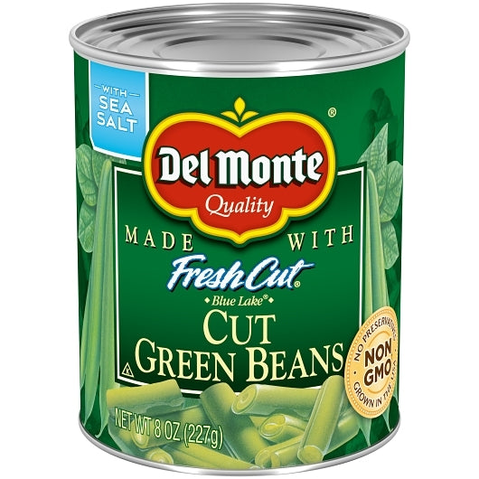 Del Monte Blue Lake Cut Green Bean, 12 x 8 oz Case - Fruit & Sides