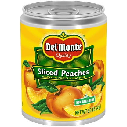 Del Monte Yellow Clingstone Peaches Sliced in Heavy Syrup, 12 x 8.5 oz Case - Dried Fruit & Fruit Snacks