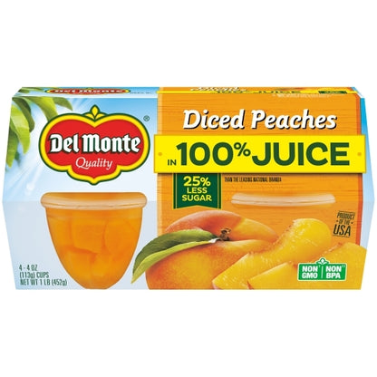 Del Monte Yellow Clingstone Peaches Diced in 100% Juice, 6 x 16 oz Case - DOT product image 2