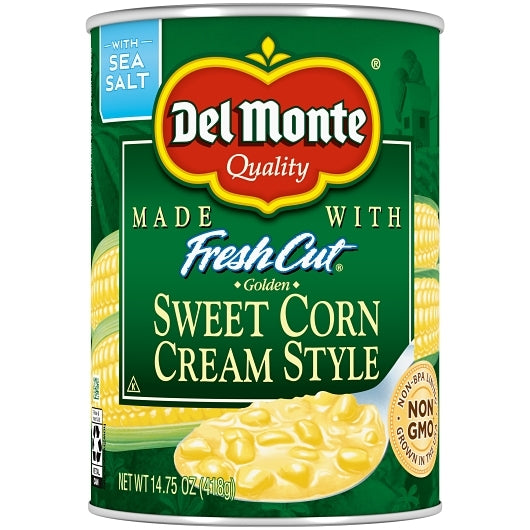 Del Monte Golden Sweet Cream Style Corn, 24 x 14.75 oz Case - Fruit & Sides