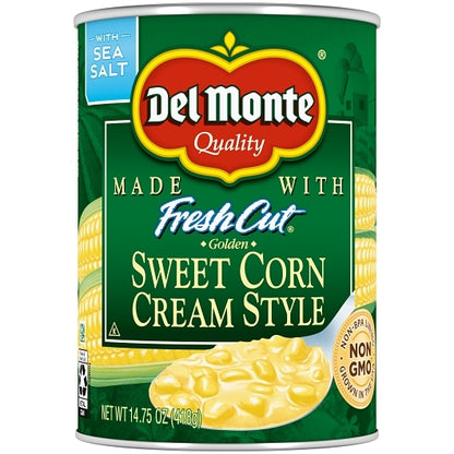 Del Monte Golden Sweet Cream Style Corn, 24 x 14.75 oz Case - Fruit & Sides