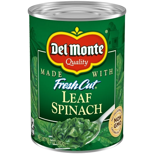 Del Monte Fresh Cut Leaf Spinach, 12 x 13.5 oz Case - Fruit & Sides