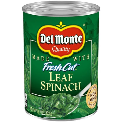 Del Monte Fresh Cut Leaf Spinach, 12 x 13.5 oz Case - Fruit & Sides