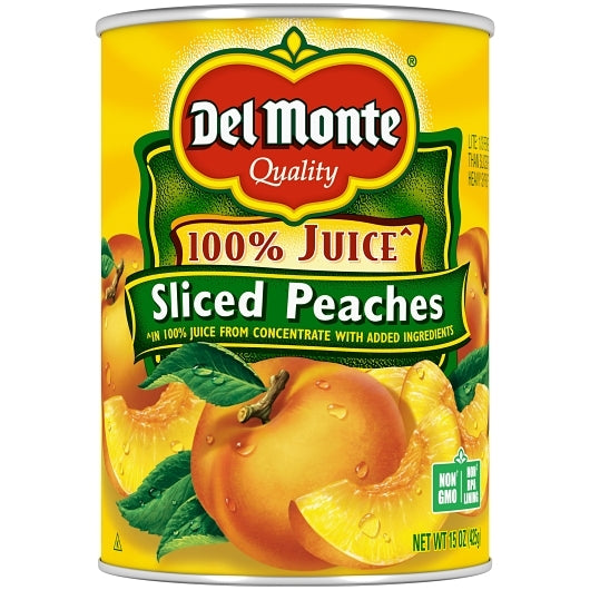 Del Monte Yellow Clingstone Peaches Sliced in Juice, 12 x 15 oz Case - Dried Fruit & Fruit Snacks