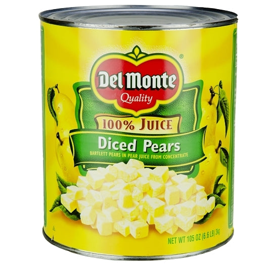 Del Monte Diced Pears in Juice, 6 x 105 oz Case - Dried Fruit & Fruit Snacks