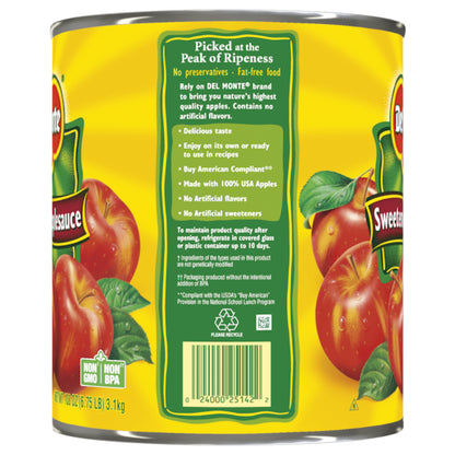 Del Monte Sweetened Applesauce, 6 x 108 oz Case - DOT product image 4