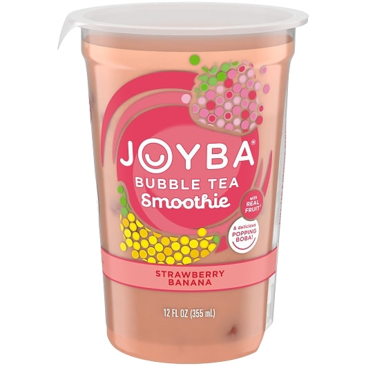 Joyba Strawberry Banana Bubble Tea Smoothie, 6 x 12 fl oz Case - Beverages