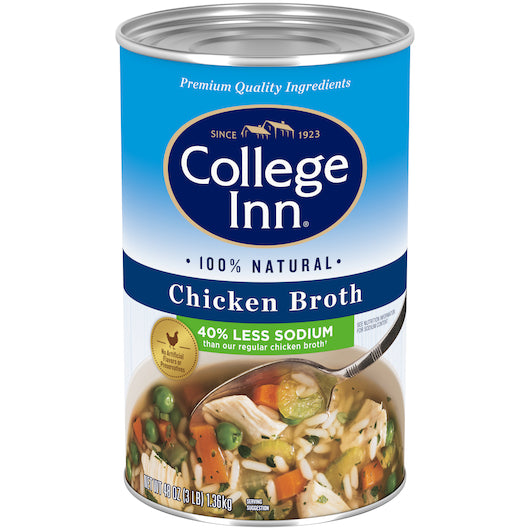 College Inn Low Sodium Chicken Broth, 12 x 48 oz Case - Prepared Foods