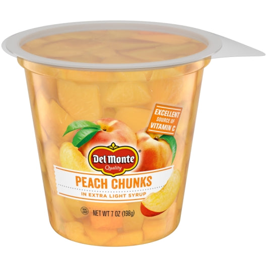 Fruit Naturals Peach Yellow Clingstone Peach Chunk in Extra Light Syrup, 12 x 7 oz Case - Beverages