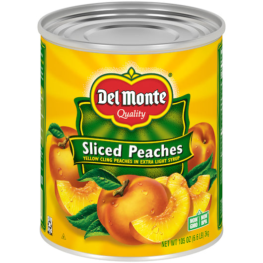 Del Monte Sliced Peaches in Extra Light Syrup, 6 x 105 oz Case - Dried Fruit & Fruit Snacks