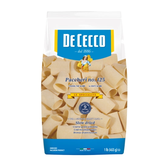 De Cecco No. 125 Paccheri, 12 x 1 lb Case - Pantry Ingredients