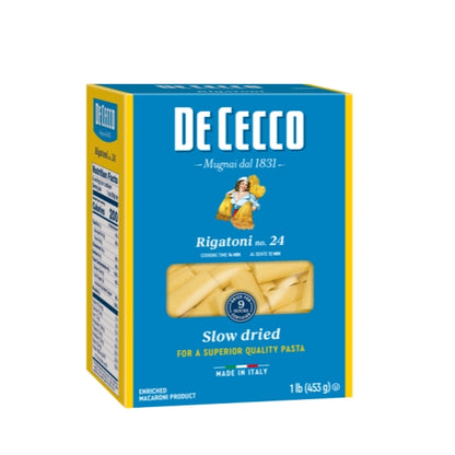 De Cecco No. 24 Rigatoni Pasta, 12 x 1 lb Case - Pantry Ingredients