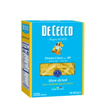 De Cecco No. 40 Penne Lisce, 12 x 1 lb Case - Pantry Ingredients