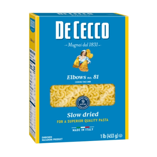 Elbows Pasta No. 81 Elbows, 20 x 1 lb Case - Pantry Ingredients