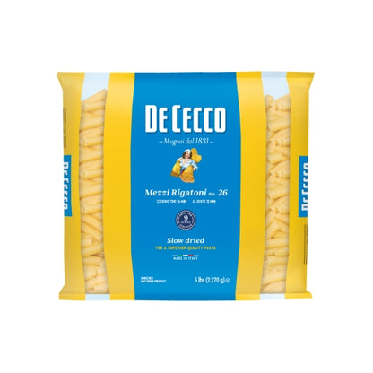 De Cecco No. 26 Mezzi Rigatoni, 4 x 5 lb Case - Pantry Ingredients
