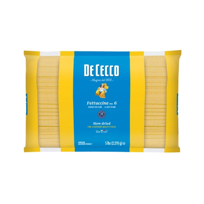 De Cecco No. 6 Fettuccini, 4 x 5 lb Case - Pantry Ingredients