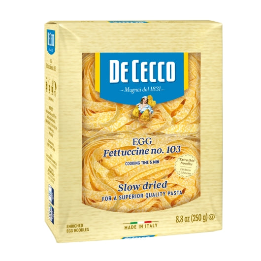 De Cecco No. 103 Egg Fettuccini, 12 x 8.8 oz Case - Pantry Ingredients