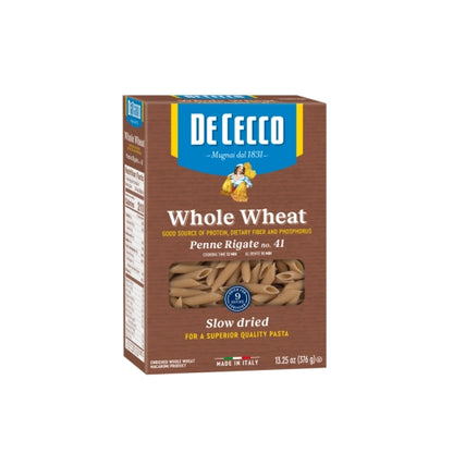 De Cecco No. 41 100% Whole Wheat Penne Rigate, 12 x 0.83 lb Case - Pantry Ingredients