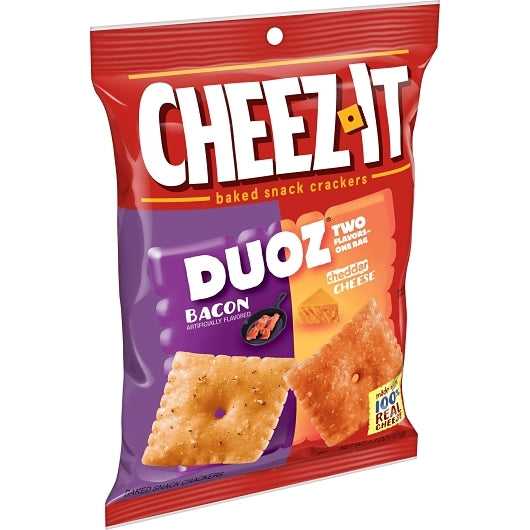 Sunshine Cheez It Duoz Bacon and Cheddar Cheese Crackers, 6 x 4.3 oz Case - Alternate product angle or state