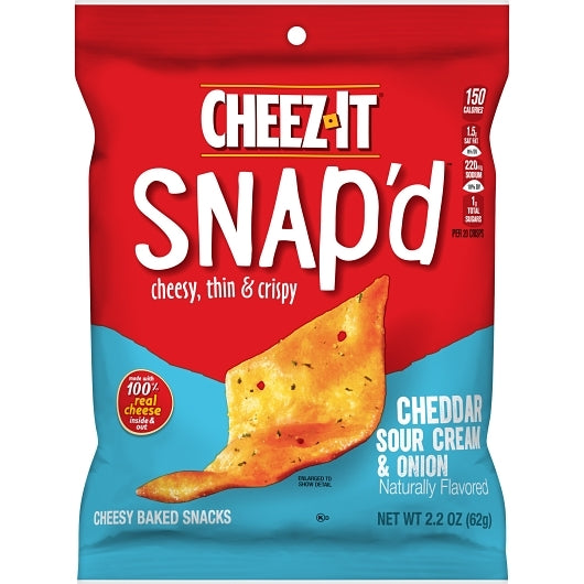 Kelloggs Cheez It Snap'd Cheddar Sour Cream And Onion Crackers, 6 x 2.2 oz Case - DOT product image 8