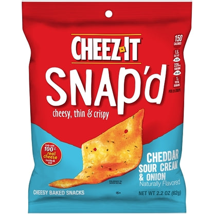 Kelloggs Cheez It Snap'd Cheddar Sour Cream And Onion Crackers, 6 x 2.2 oz Case - Crackers & Grahams