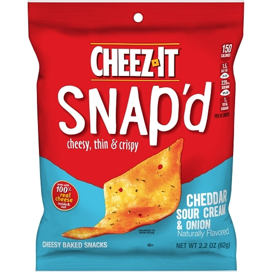 Kelloggs Cheez It Snap'd Cheddar Sour Cream And Onion Crackers, 6 x 2.2 oz Case - Crackers & Grahams