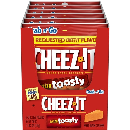 Kellogg's Cheez It Crackers Extra Toasty, 6 x 6 x 3 oz Case - Crackers & Grahams
