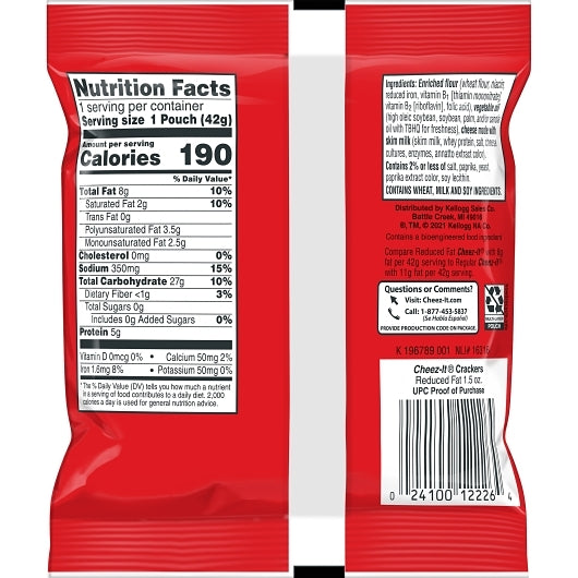Cheez-It Reduced Fat Original Cracker, 60 x 1.5 oz Case - DOT product image 8