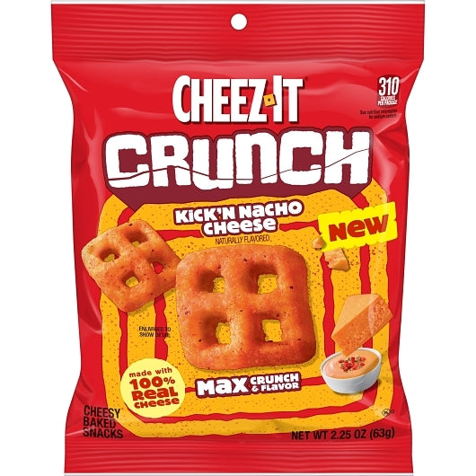 Cheez-It Crunch Kikn' Nacho Cheese, 6 x 2.25 oz Case - Crackers & Grahams
