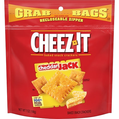 Cheez-It Grab Bag Reclosable Cheddar Jack Crackers, 6 x 7 oz Case - Crackers & Grahams