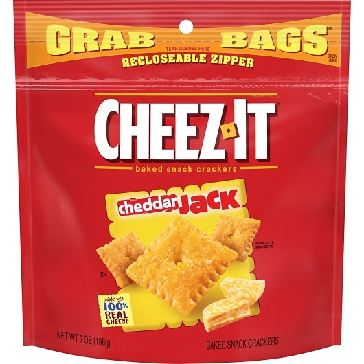 Cheez-It Grab Bag Reclosable Cheddar Jack Crackers, 6 x 7 oz Case - Crackers & Grahams