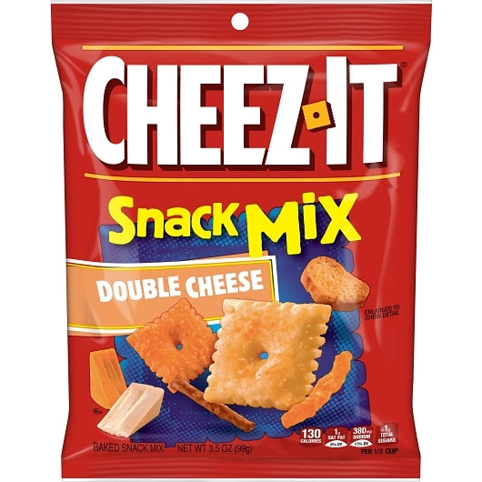 Cheez It Baked Double Cheese Crackers Snack Mix, 6 x 3.5 oz Case - Crackers & Grahams