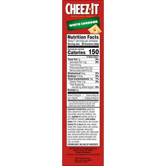 Cheez It Sunshine White Cheddar Crackers, 12 x 7 oz Case - DOT product image 5