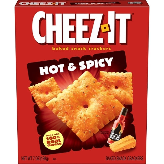 Cheez-It Hot & Spicy Tabasco Cracker, 12 x 7 oz Case - Crackers & Grahams