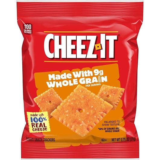 Cheez-It Whole Grain Original Crackers, 175 x 0.75 oz Case - Crackers & Grahams