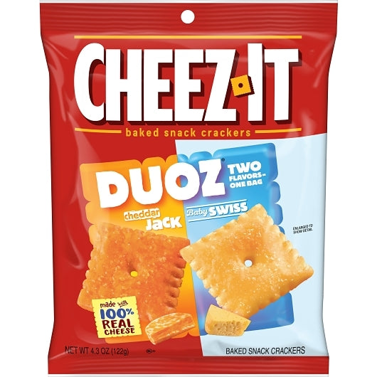 CheezIt Duoz Cheddar and Baby Swiss Cracker, 6 x 4.3 oz Case - Crackers & Grahams
