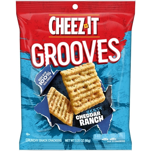 Cheez-It Grooves Zesty Cheddar Ranch Crackers, 6 x 3.25 oz Case - DOT product image 2