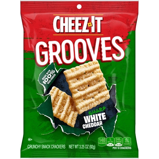 Cheez-It Grooves Sharp White Cheddar Crackers, 6 x 3.25 oz Case - DOT product image 2